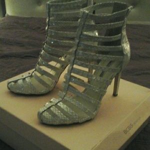 Silver/white BCBGENERATION sandals, can be dressed